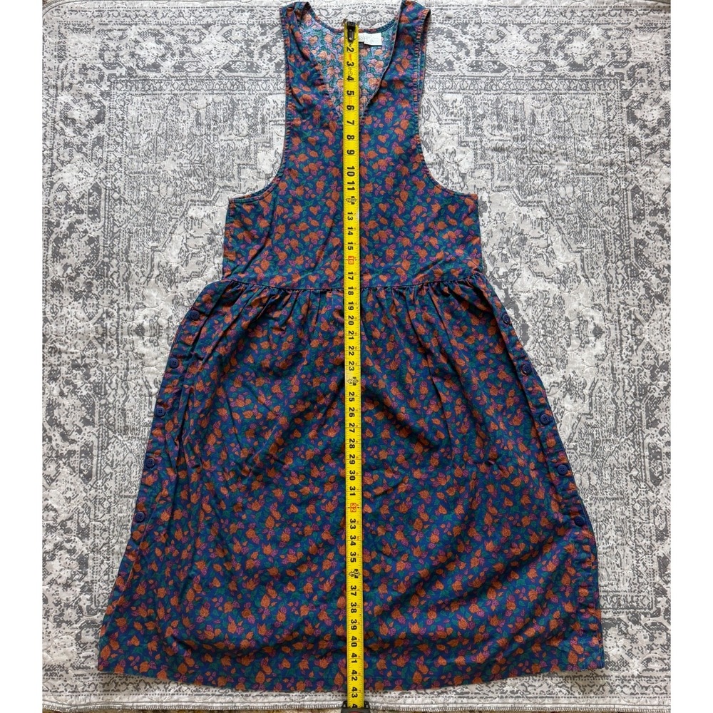 Honors Apparel Vintage 90s Womens Floral Jumper Dress Blue Cotton Cottagecore S
